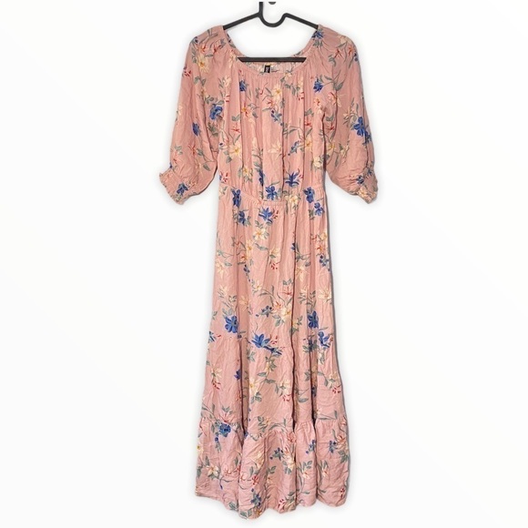 𝅺NWT H&M Off the shoulder floral powder pink dress - Picture 8 of 9